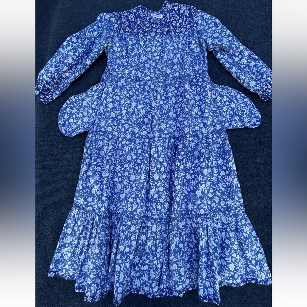 Pink City Prints Georgie Midi Dress in Indigo Lolita Pockets Size Medium - Picture 15 of 16